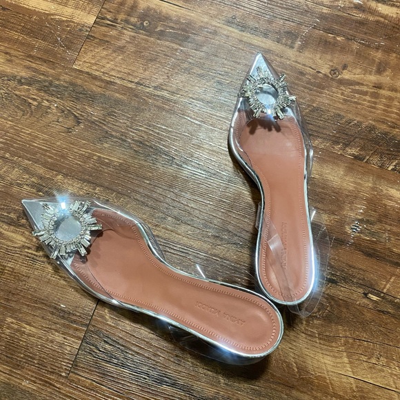 Beautiful  pre owned transparent glass sandals Amina Muaddi shoes - Picture 12 of 12
